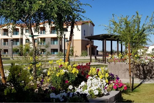 Courtyard with pergola & bocce ball court