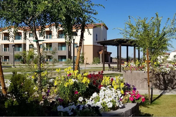 Courtyard with pergola & bocce ball court