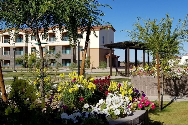 Courtyard with pergola & bocce ball court