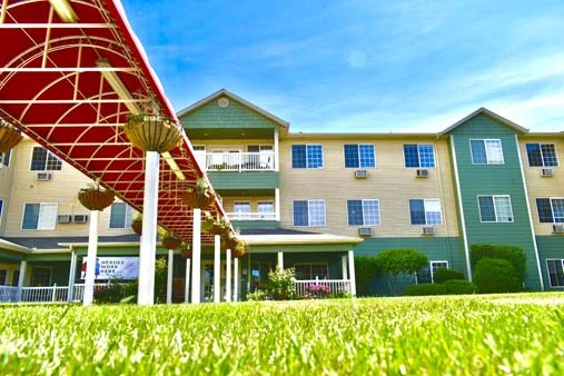 Avamere at Englewood Heights senior living community offering assisted living, memory care, and respite care in Yakima, WA, front exterior