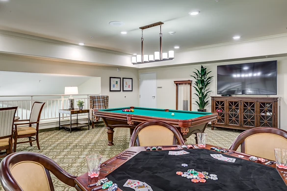The Carriage House Gracious Retirement Living Hawthorn Senior Independent Living in Oxford, Florida billiards pool table