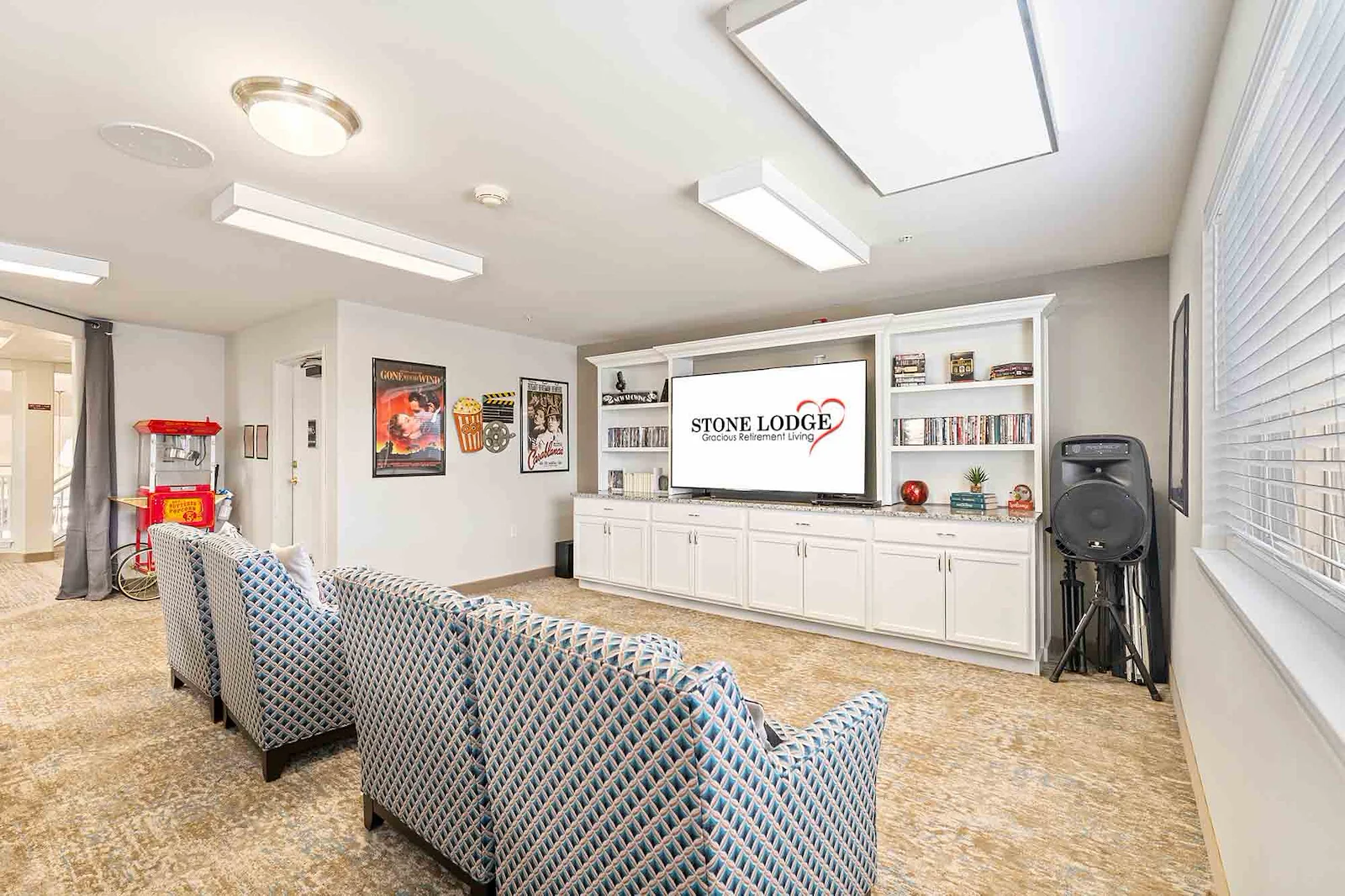 Stone Lodge Gracious Retirement Living Hawthorn Senior independent Living in Bend, Oregon media room