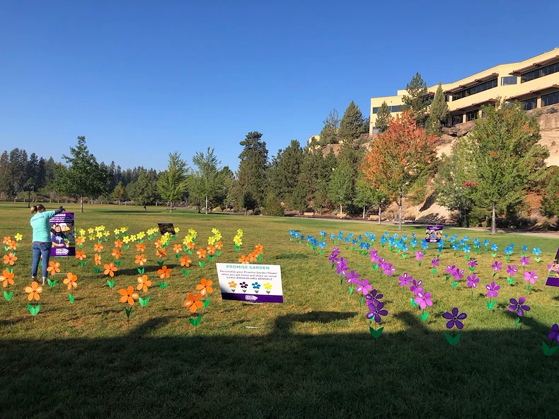 Participants in the WALK with the Alzheimer's Association only block away from our community in the Old Mill district.