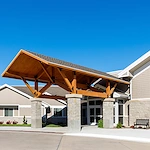 Kidron Bethel Village senior living community and continuing care retirement community (CCRC) offering independent living, assisted living, and respite care in North Newton, KS, front entrance