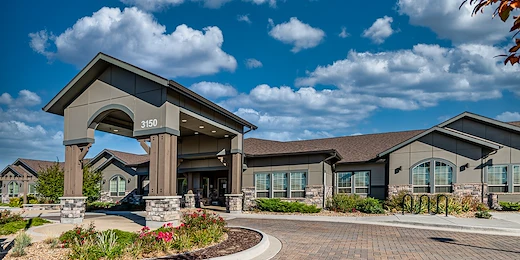 Aspens at Fort Collins Senior Living, senior living community offering assisted living, memory care, and respite care in Fort Collins, CO, front entrance