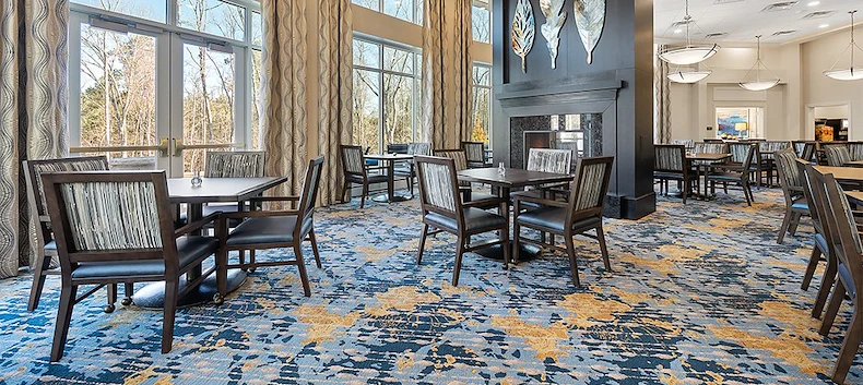 Westhill Newnan Crossing senior living community offering assisted living and memory care in Newnan, GA, dining room area