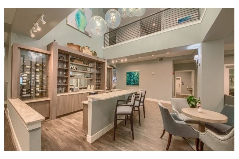 Bar/lounge area at Verena at Leander Senior Living