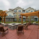 Northridge Gracious Retirement Living Hawthorn Senior Independent Living in Fishers, Indiana rear exterior firepit gazebo seating area