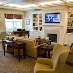 Pomeroy Living Northville sitting area by fireplace