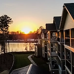 Williams Place Gracious Retirement Living Hawthorn Senior Independent Living in Davidson, North Carolina rear exterior sunset