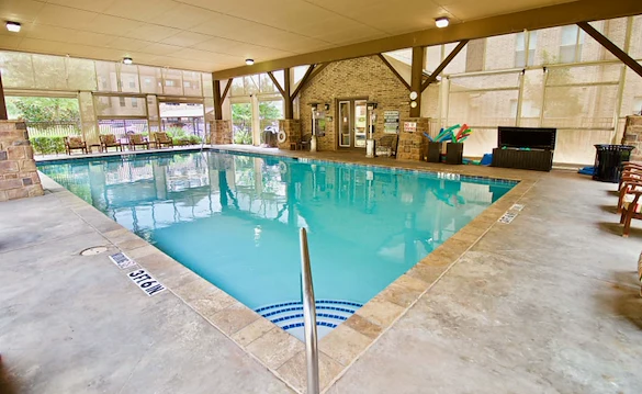 Active adult living and independent living at Watercrest at Mansfield in Mansfield, TX, indoor pool