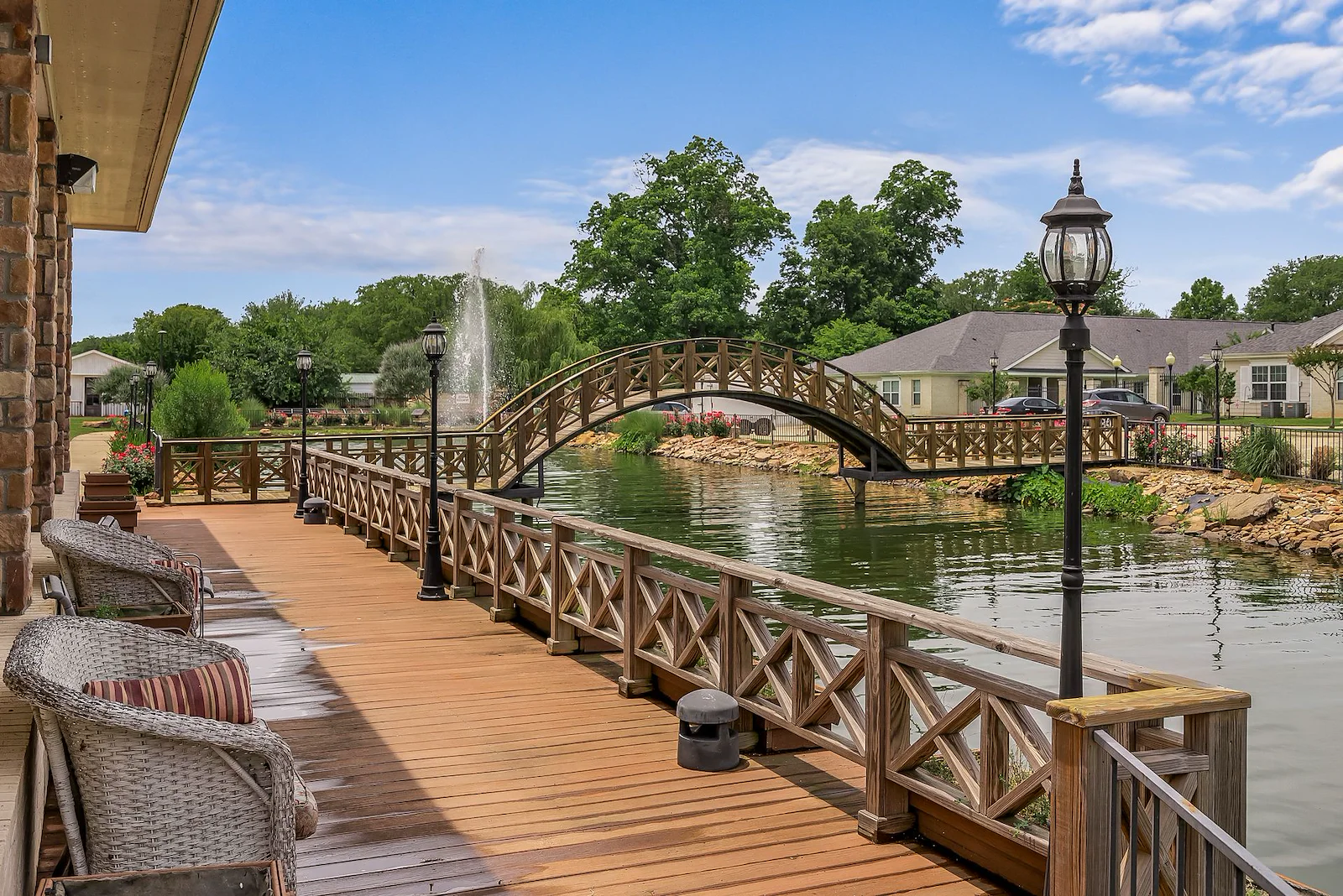 Montclair Park Assisted and Independent Senior Living in Shreveport, LA bridge over water