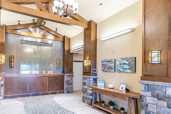 Aspens at Fort Collins Senior Living, senior living community offering assisted living, memory care, and respite care in Fort Collins, CO, lobby