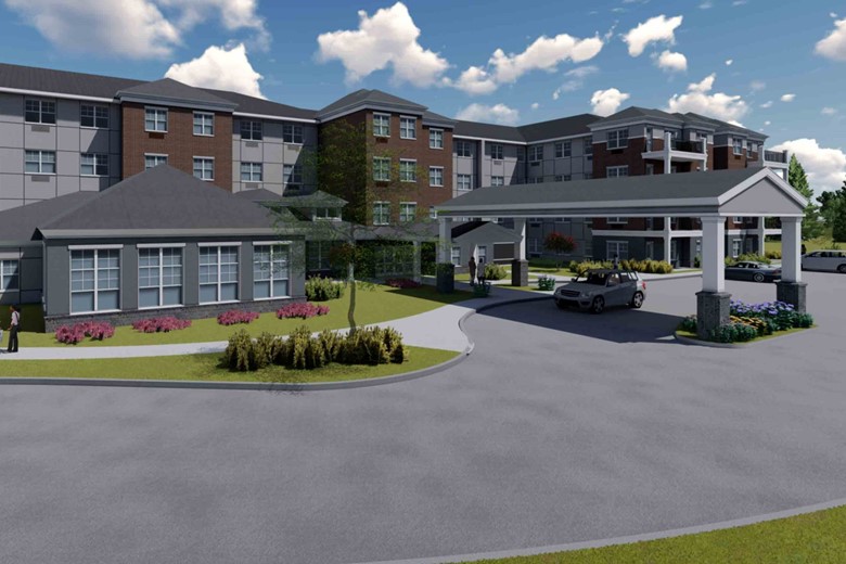 Belmont Gardens Gracious Retirement Living Hawthorn Senior Independent Living in Woodbridge, Virginia AI-generated front exterior