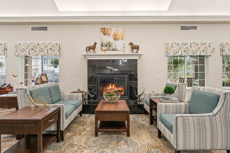 Shads Landing Gracious Retirement Living Hawthorn Senior Independent Living in Charlotte, North Carolina fireplace