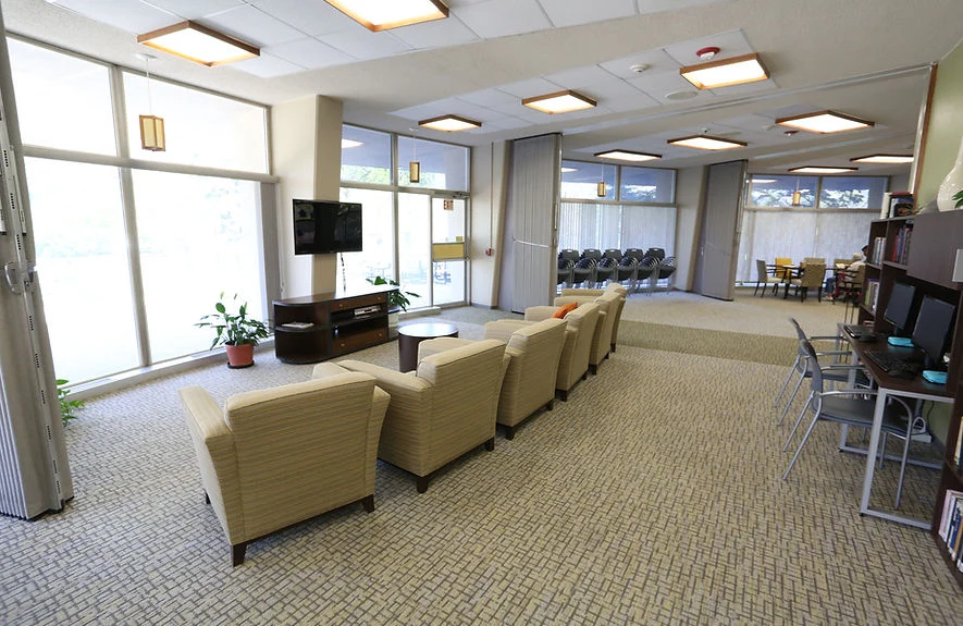 Plymouth Place independent living community media room