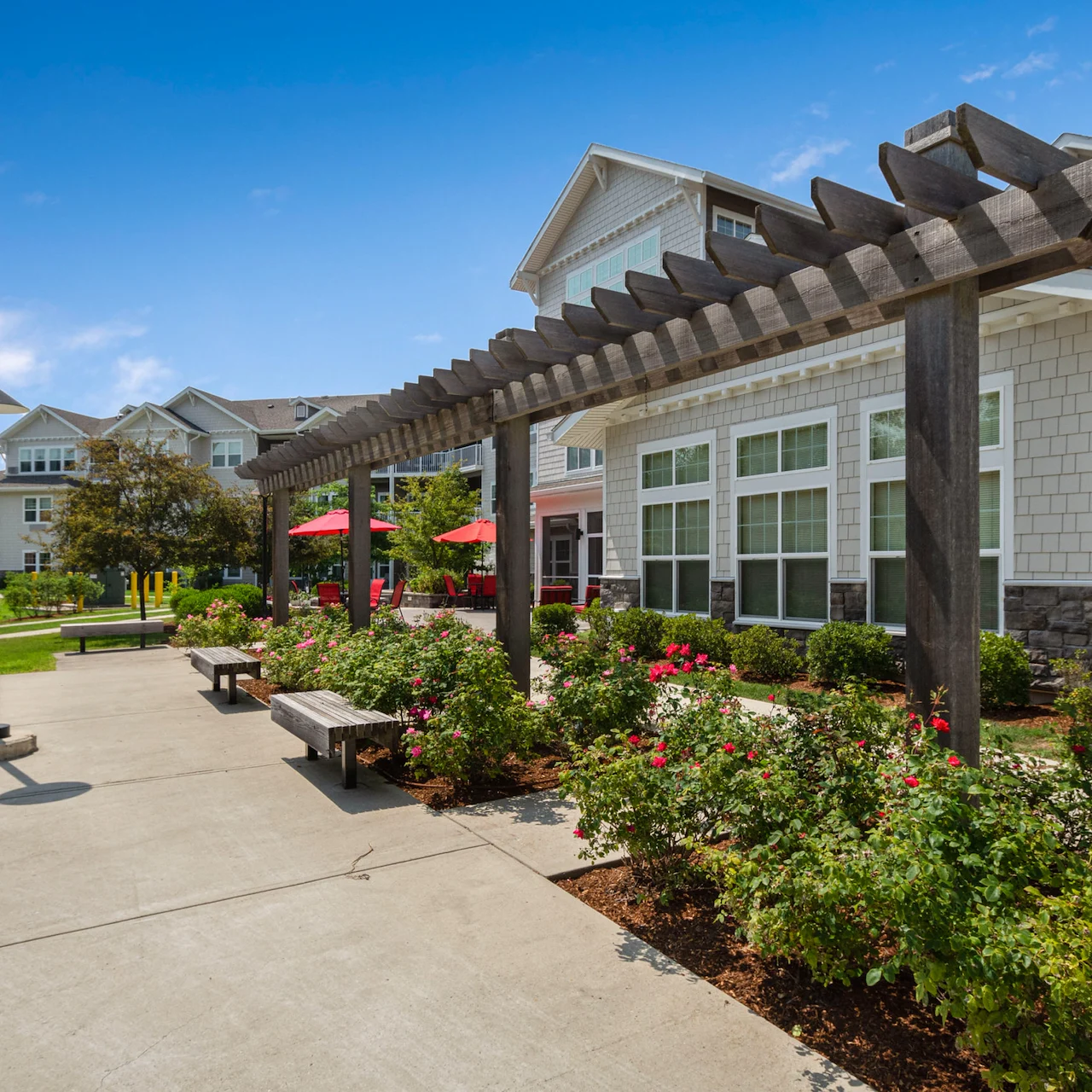 Magnolia Heights Gracious Retirement Living Hawthorn Senior Independent Living in Franklin, Massachusetts rear exterior gazebo