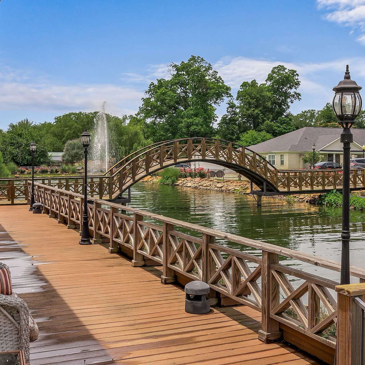 The Chateaus at Montclair Senior Memory Care in Shreveport, LA bridge over water