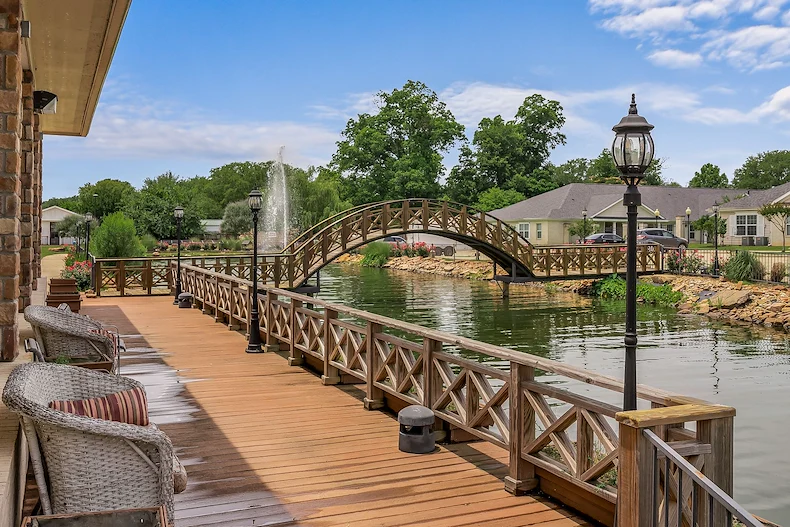 The Chateaus at Montclair Senior Memory Care in Shreveport, LA bridge over water