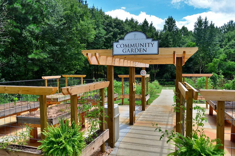 Christian City Skilled Nursing and Rehabilitation Center by PruittHealth in Union City, Georgia outdoor community garden