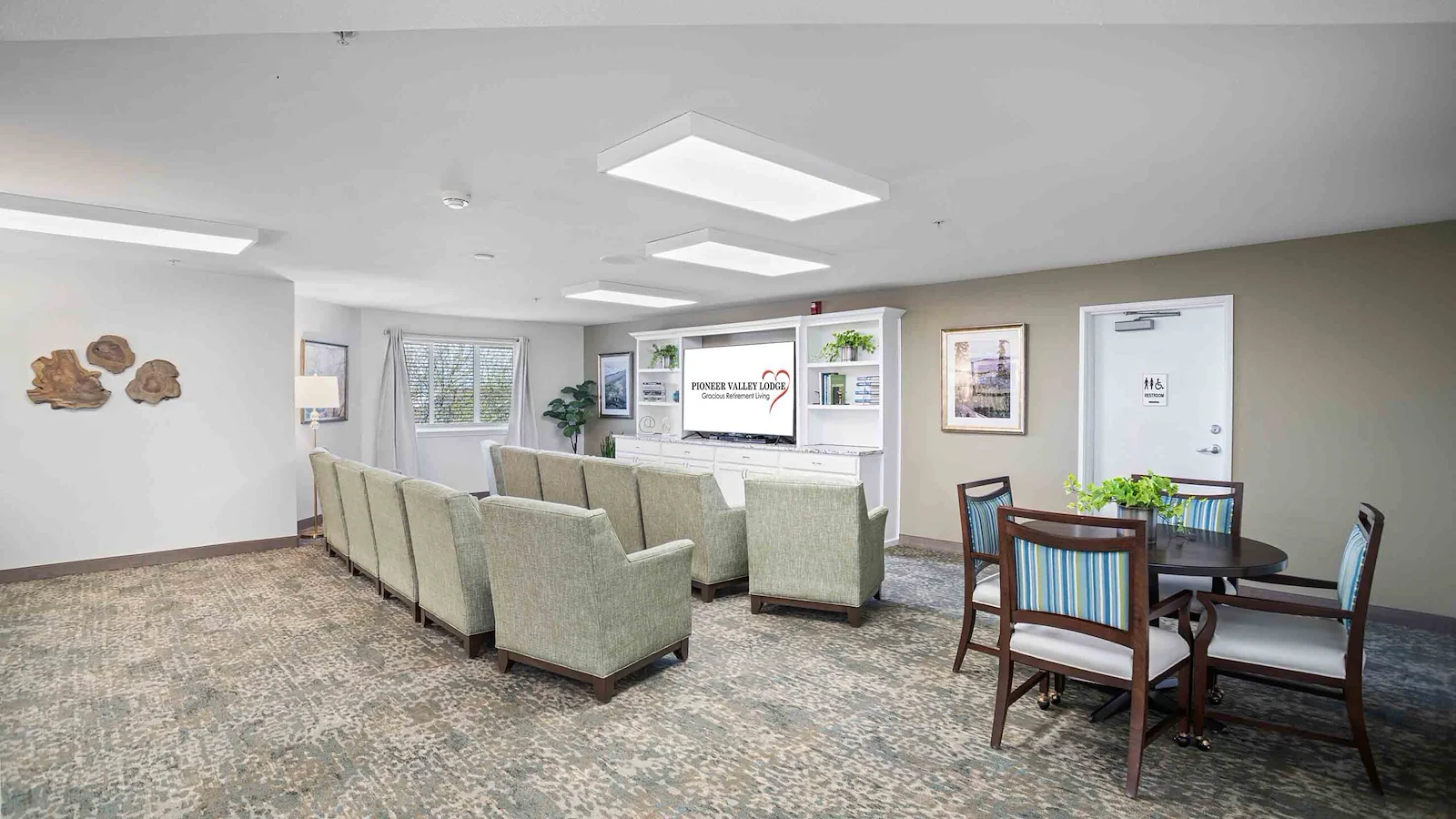 Pioneer Valley Lodge Gracious Retirement Living Hawthorn Senior Independent Living in North Logan, Utah media room