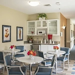 The Commons at Honey Creek Assisted Senior Living in Terre Haute, IN casual dining area with kitchenette