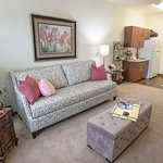Heatherwood Gracious Retirement Living Hawthorn Senior Independent Living in Tewksbury, Massachusetts apartment living room and kitchenette