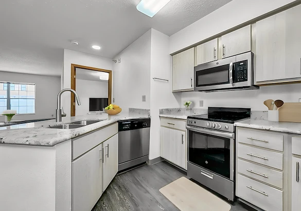 Sage Independence, Independent Living in Des Moines, IA newly renovated apartment kitchen