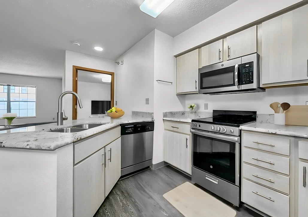 Sage Independence, Independent Living in Des Moines, IA newly renovated apartment kitchen