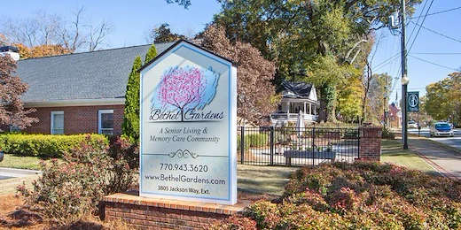 Assisted living, memory care, and respite care at Bethel Gardens in Powder Springs, GA, community sign 