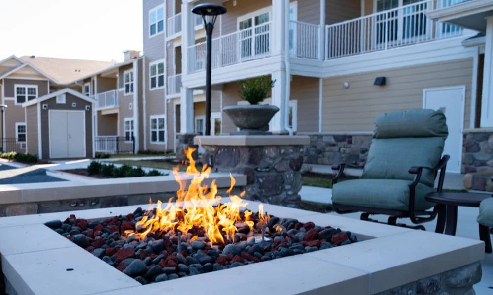 Wilshire Estates Gracious Retirement Living, independent living in Silver Spring, MD, rear exterior firepit