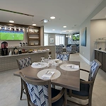 Allegro Harrington Park, senior living community in Harrington Park, NJ, offering independent living, assisted living, memory care, and respite care, dining room featuring a coffee and snack bar