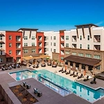 Outdoor swimming pool at Verena at Gilbert Senior Living 