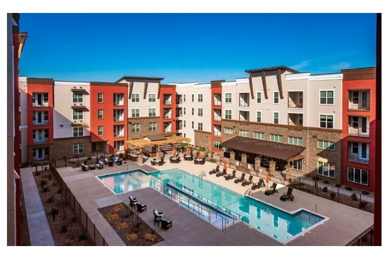 Outdoor swimming pool at Verena at Gilbert Senior Living 