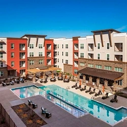 Outdoor swimming pool at Verena at Gilbert Senior Living 