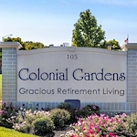 Colonial Gardens Gracious Retirement Living Hawthorn Senior Independent Living in Beverly, Massachusetts front exterior welcome sign