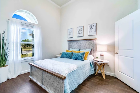 Bedroom of a Vincent Senior Living Community apartment