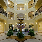 Allegro Winter Park senior living offering independent living, assisted living, memory care, and respite care in Winter Park, FL, lobby with water feature