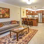 Judson Park Senior Living in Des Moines, WA, apartment kitchen and living room