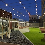 Ligutti Tower independent senior living outdoor patio