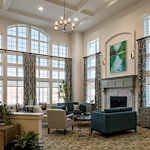 Charter Senior Living of Brookfield common area by fireplace