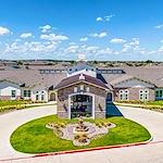 Wilshire Senior Living, independent living, assisted living, and memory care in Burleson, TX, exterior and front entrance