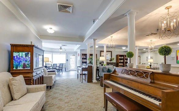 Charter Senior Living of Franklin in Franklin, Tennessee, sitting area with pianos