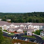 Kennedy Meadows Gracious Retirement Living Hawthorn Senior Independent Living in North Billerica, Massachusetts front exterior drone view