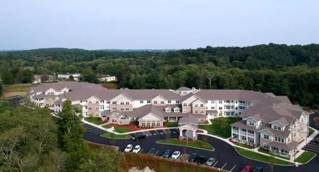 Kennedy Meadows Gracious Retirement Living Hawthorn Senior Independent Living in North Billerica, Massachusetts front exterior drone view