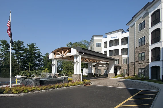 Allegro Harrington Park, senior living community in Harrington Park, NJ, offering independent living, assisted living, memory care, and respite care, front entrance