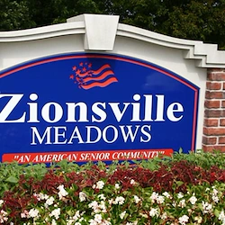 Zionsville Meadows Assisted Living, senior living community offering independent living and assisted living in Zionsville, IN, front entrance sign