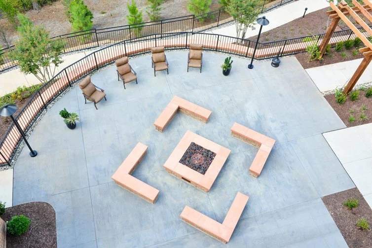 Stoneridge Gracious Retirement Living Hawthorn Senior Independent Living in Cary, North Carolina outdoor patio firepit