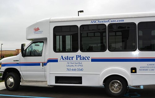 Aster Place Senior Living in Lafayette, IN transportation bus for residents
