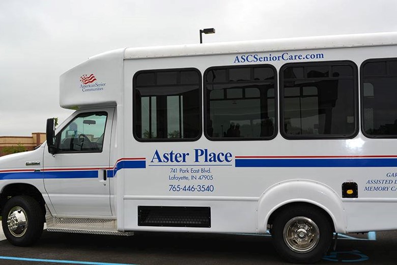 Aster Place Senior Living in Lafayette, IN transportation bus for residents